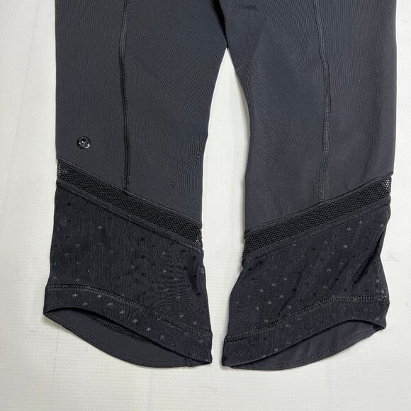 Lululemon Just Breathe Crop Leggings SIZE 6 Black Mesh Panel Pocket Yoga Pants - Picture 5 of 12